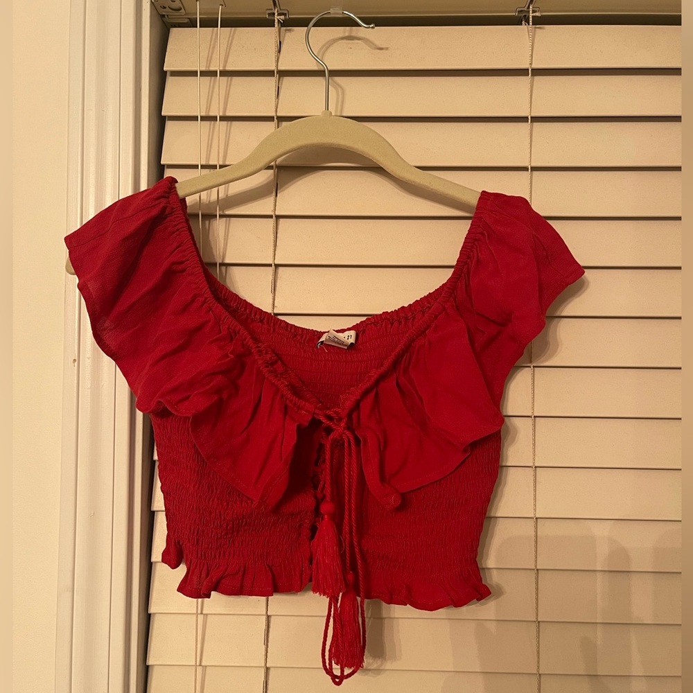 Frilly Red Crop Top